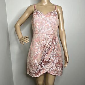Lulus Start This Party Rose Pink Floral Jacquard Tulip Mini Dress